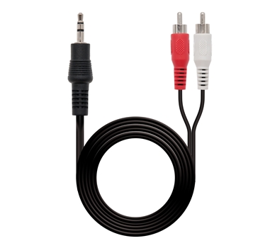 Nanocable - Cable audio estéreo, Jack 3.5/M-2xRCA/M, negro, 3.0m
