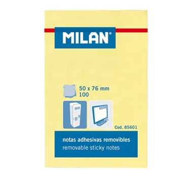 MILAN BLOC NOTAS ADHESIVAS 100 HOJAS 50X76MM AMARILLO