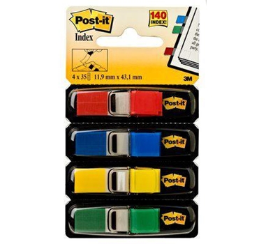 POST-IT INDEX ROJO, AZUL,AMARILLO, VERDE - 4 DISPENSADORES STD 4X35