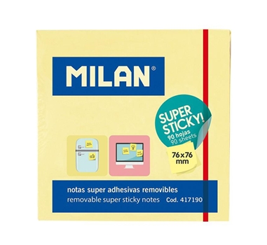 MILAN BLOC 90 NOTAS SÚPER ADHESIVAS 76X76 AMARILLO