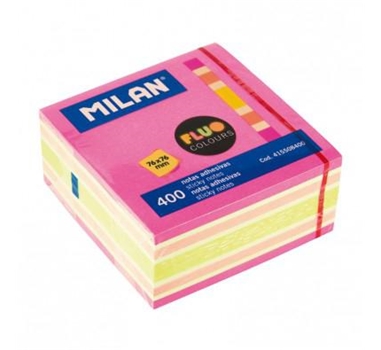 MILAN BLOC NOTAS ADHESIVAS 400 HOJAS 76X76 FLUOR ROSA/AMARILLO