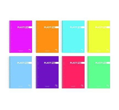 PACSA CUADERNO PLASTIPAC 80 HOJAS PAUTA 2,5CM TAPAS POLIPROPILENO 4º 90GR COLORES SURTIDO -5U-
