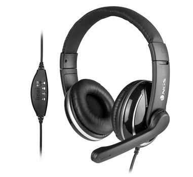 NGS - Auricular de Diadema VOX 800 con Micrófono - Conexión USB - Regulador Volumen