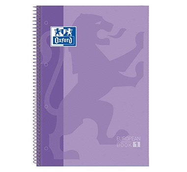 OXFORD CUADERNO EUROPEANBOOK 1 MICROPERFORADO 80 HOJAS 5X5 TAPAS EXTRADURAS TOUCH A4+ MALVA PASTEL -5U-