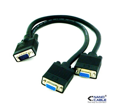 Nanocable - Cable Bifurcador SVGA HDB15/M - 2x HDB15/H 45cm
