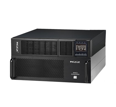 Phasak - SAI PH 9360 - Online - 6KVA/4200W - Formato Rack - Bornes - LCD - USB+RS232+RJ45 - Baterias 20x 7Ah - Garantía 2 años in situ con batería