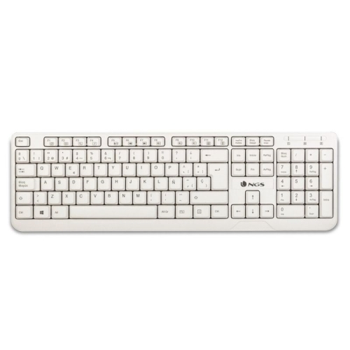 NGS - Teclado Spike - 105 Teclas - Multimedia - Membrana - Color Blanco