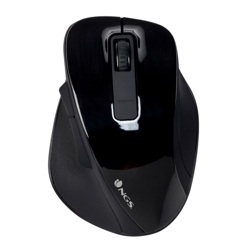 NGS - Raton Inalambrico Bow Black - 800/1600dpi - 5 botones - Ergonomico - Gran tamaño - Negro
