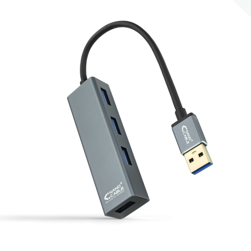 Nanocable - Hub USB 3.0 - 4xUSB 3.0 USB-A/M-USB 3.0/H - Gris - 10 cm