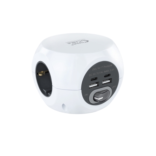 Nanocable - Base de Enchufes con 4 USBs - Con Interruptor