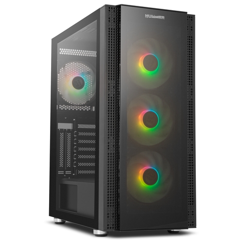Nox Hummer Horus - Caja ATX - Lateral y frontal transparente cristal templado - Ventiladores LEDs ARGB - 1 x USB 3.0 - 2 x USB 2.0 - Admite refrigeración líquida - 215 x 482 x 410 mm