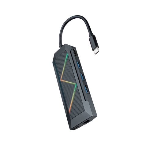 Nanocable - Docking Station - Entrada USB-C - 3 x USB-A 3.1 - 1 x USB-C Power 100W carga - HDMI 4K 30hz - 1 x RJ45 Gigabit - Lector tarjetas - Leds - Cable 15 cm - Win/Mac/Android/Linux