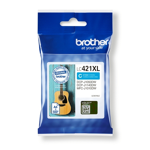 BROTHER Cartucho de tinta cian de larga duracin LC421XLC para DCP-J1050DW / DCP-J1140DW / MFC-J1010