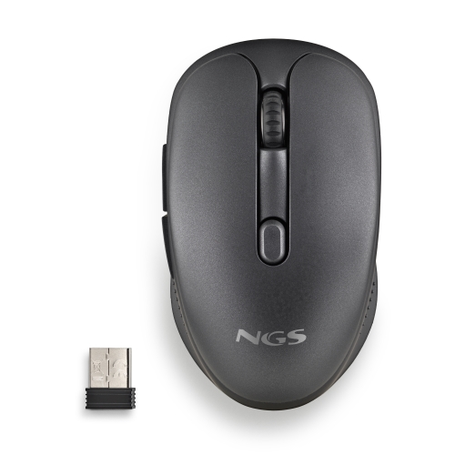 NGS - Ratón inalámbrico EVO RUST BLACK - Recargable - Botones silenciosos - 800/1200/1600 dpi - Negro