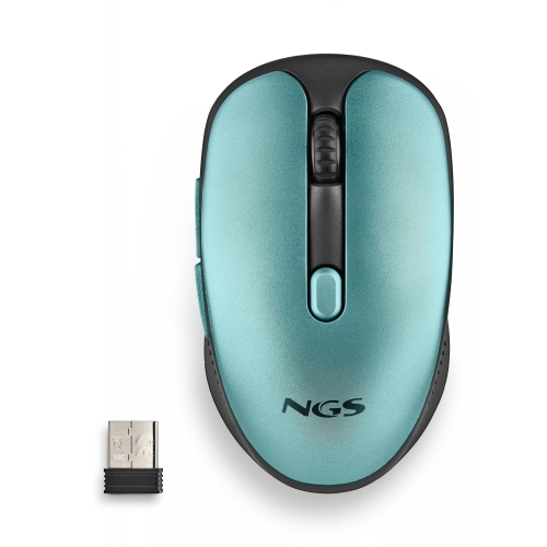 NGS - Ratón inalámbrico EVO RUST ICE - Recargable - Botones silenciosos - 800/1200/1600 dpi - Verde metalico