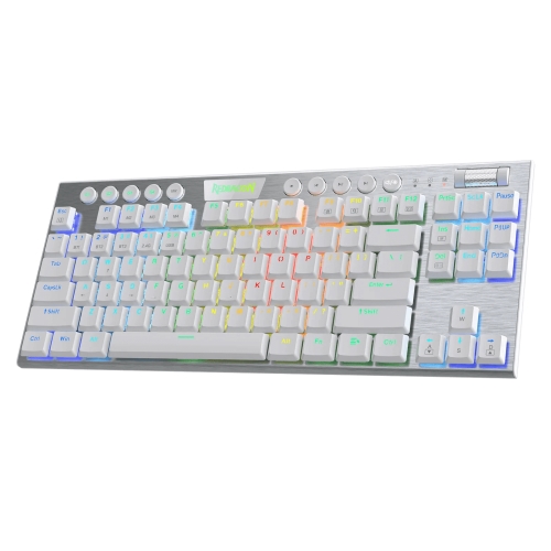 Redragon - HORUS Teclado Mecánico TKL Gaming Inalámbrico RGB - Switch Rojo - Español (LA) - Blanco