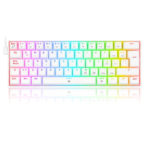 Redragon - DRAGONBORN Teclado Mecánico Gaming Switch Marron RGB Blanco - Layout España