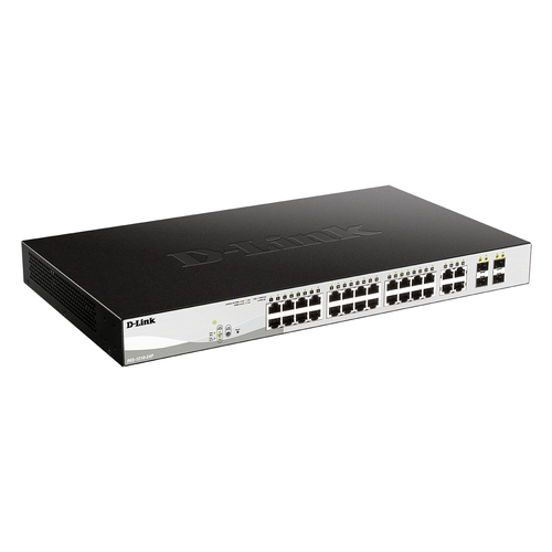 D-Link Web Smart DGS-1210-24P/E - Conmutador - Gestionado - 24 x 10/100/1000 + 4 x Gigabit SFP - sobremesa, montaje en rack - PoE+ x 12 puertos