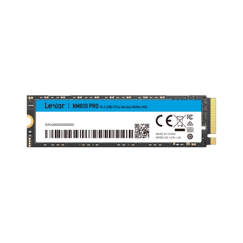 Lexar NM610Pro - 500GB - M.2 2280 PCIe Gen3x4 NVMe - hasta 3300MB/s lectura - hasta 1700MB/s escritura - 3 años garantía