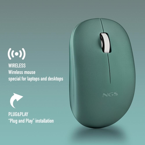 NGS - Ratón Inalámbrico Fog Pro Verde - Hasta 1000 DPI