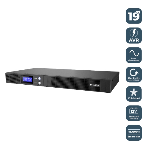 SAI Línea Interactiva Phasak Protekt Slim Rack/ 750VA-450W/ 4 Salidas/ Formato Rack