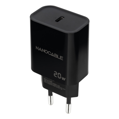 CARGADOR USB-C PD 20W NEGRO