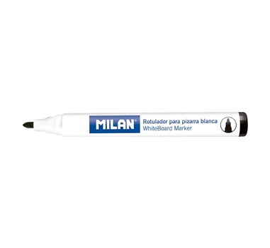 [115940] Milan Rotuladores para pizarra blanca, color negro. Borrable en seco. Punta redonda 4,7 mm. Caja de 12 unidades.