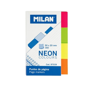 [114803] MILAN MARCADORES DE PÁGINA 160 PUNTOS 50X20MM 4 COLORES NEÓN