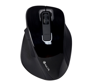 [114212] NGS - Raton Inalambrico Bow Black - 800/1600dpi - 5 botones - Ergonomico - Gran tamaño - Negro