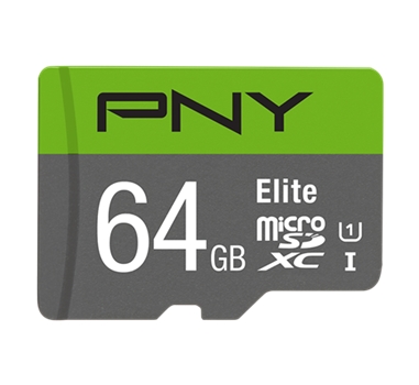 [113812] PNY - Tarjeta MicroSD 64GB ELITE + Adaptador - Clase 10 - 100Mbps/Lectura UHS-I U1
