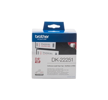 [113380] BROTHER CINTA CONTINUA DE PAPEL TERMICO CON IMPRESION NEGRO Y ROJO (BLANCA) 62MM X 15,2M