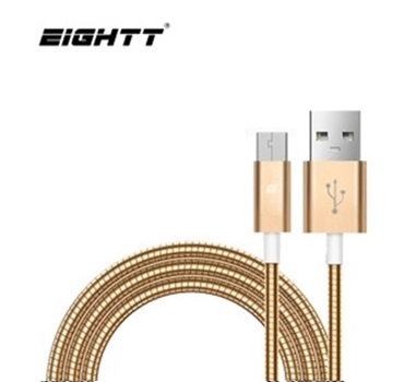 [111894] Eightt - Cable USB a MicroUSB 1.0M - Trenzado de Nylon - Color Oro
