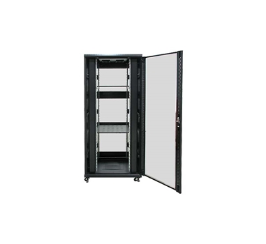 [111758] Armario rack suelo 19" PHASAK-PRO 42U 800x1000 negro, 2 bandejas fijas+Ventilación X4-12" + Regleta X6 (INCLUYE MONTAJE Y PORTES)
