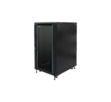 [111749] Armario rack suelo 19" PHASAK-PRO 18U 600x600 negro, 2 bandejas fijas+Ventilación X4-12" + Regleta X6 (INCLUYE MONTAJE Y PORTES)