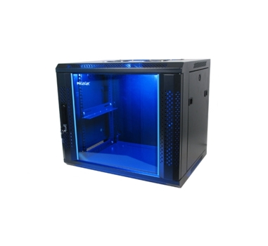 [111720] Armario rack mural 19" PHASAK 18U   600x600 negro + Ventilacion/Luz azul