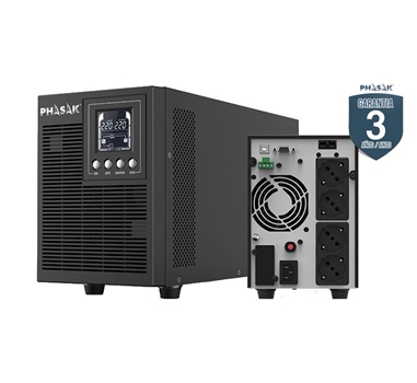 [111595] Phasak - SAI PH 9220 - Online - 2KVA/1800W - Formato Torre - 4 Schuko - LCD - RS232-USB - Baterias 4x9Ah