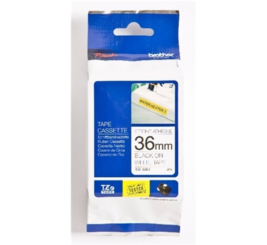 [115581] Brother Cinta laminada negro sobre blanco (Superadhesiva) 36mm TZS261