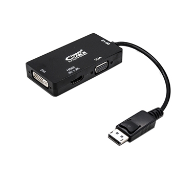 [110330] Nanocable - Conversor Displayport a VGA / DVI / HDMI - 3 en 1 - 15cm - Negro