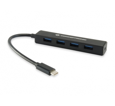 [110295] Conceptronic - Hub USB 3.1 Tipo-C a 4 USB - Diseño compacto - Negro