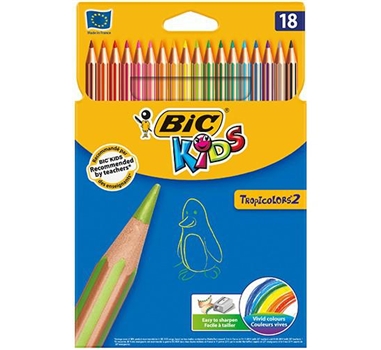 [114831] BIC LÁPICES DE COLORES KIDS TROPICOLORS ESTUCHE DE 18