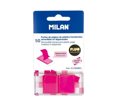 [114724] MILAN MARCADORES DE PÁGINA REMOVIBLES 50 PUNTOS 45X25MM ROSA TRASLÚCIDO