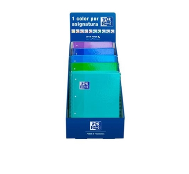 [114706] OXFORD CUADERNO EUROPEANBOOK 1 MICROPERFORADO 80 HOJAS 5X5 TAPAS EXTRADURAS CLASSIC A4+ COLORES FRÍOS EXPOSITOR -25U-