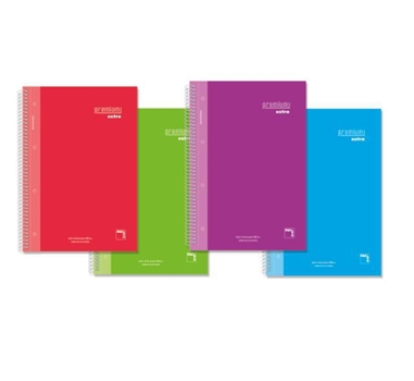 [114648] PACSA CUADERNO MICROPERFORADO PREMIUM EXTRA 120 HOJAS 5X5+GRECA TAPA FORRADA A4 90GR 4 COLORES SURTIDO -4U-