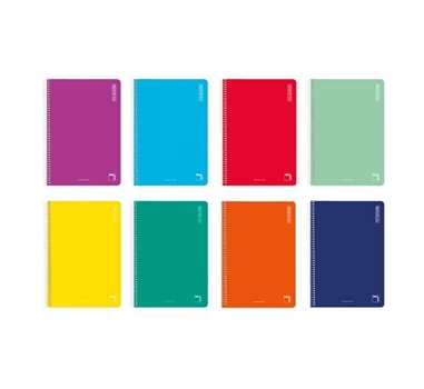 [114636] PACSA CUADERNO BASIC 80 HOJAS 1 LINEA TAPAS CARTÓN FOLIO 60GR COLORES SURTIDO -10U-