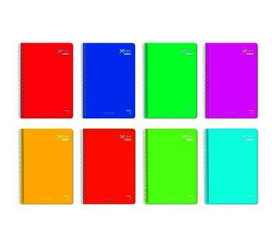 [114623] PACSA CUADERNO XTRA 80 HOJAS PAUTA 2,5CM TAPAS CARTÓN CONTRACOLADA FOLIO 60GR COLORES SURTIDO -5U-