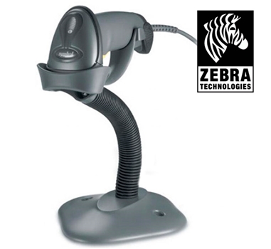 [107936] Zebra (Motorola Symbol) - Escáner de códigos de barras LS2208 - 1D - 100 escaneos/seg - USB - Manual o automático configurable - Con soporte - Negro