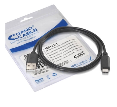 [107829] Nanocable - Cable USB 2.0 3A Tipo USB-C/M-A/M 1M Negro