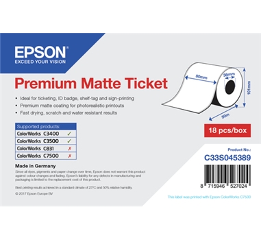 [113930] Epson Papel normal, mate, 80mm x 50m C33S045389 (Couponrolle)