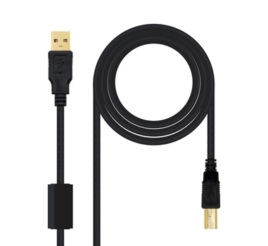 [113550] CABLE USB 2.0 IMPRESORA HQ CON FERRITA, TIPO A/M-B/M, NEGRO, 3.0 M
