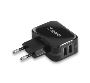 [105172] TooQ - Cargador de pared USB TQWC-1S02 - 2 Tomas - 3,4A (total) - 5V -17W - Control AI-TECH - color NEGRO - Cargador Smartphones, tablets, GPS, consolas, MP3, etc